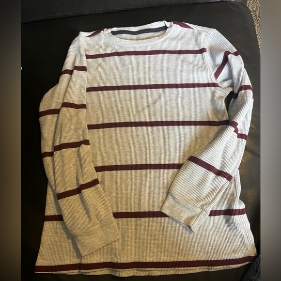 Old Navy Other - Old Navy Gray and Maroon Striped Long Sleeve Tee